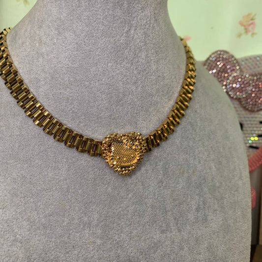 Hk Heart Slide Rolex Chain Necklace