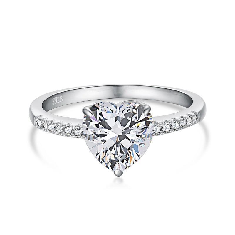 Heart-Shaped Pink & White Cubic Zirconia Sterling Silver Ring - camillaboutiqueshop