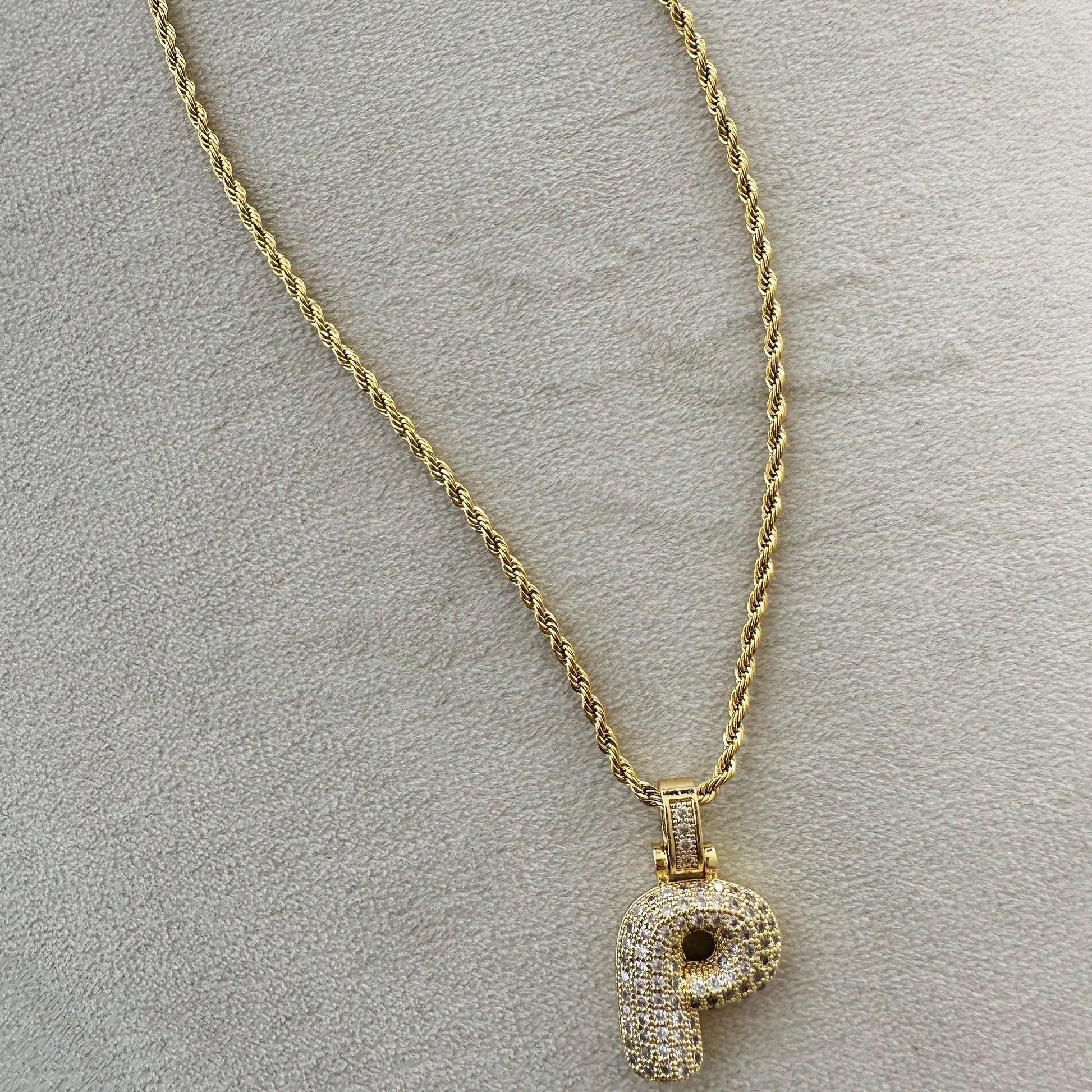 Pavé Bubble Initial Necklace - camillaboutiqueshop