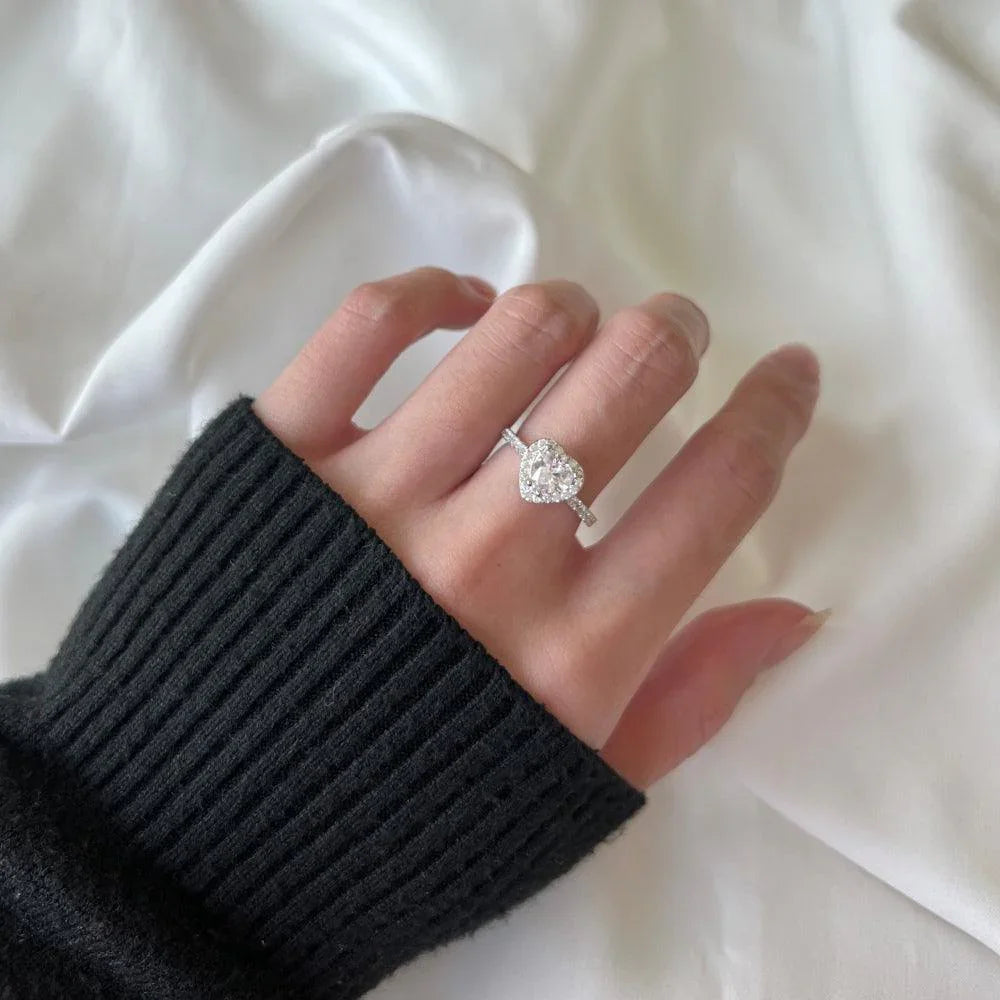 Sterling Silver Lab-Created Pink & White Sapphire Heart Ring - camillaboutiqueshop